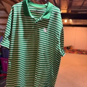 Nike Green and White MSU Striped Polo Shirt